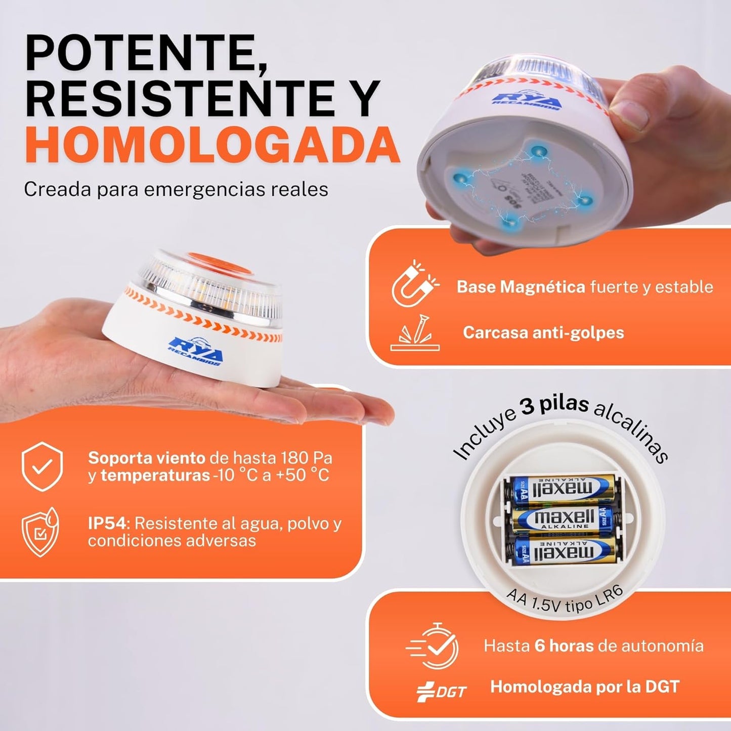 Luz de Emergencia V16 con Geolocalización Homologada y Conectada con la DGT 3.0 SIM Incorporada.
