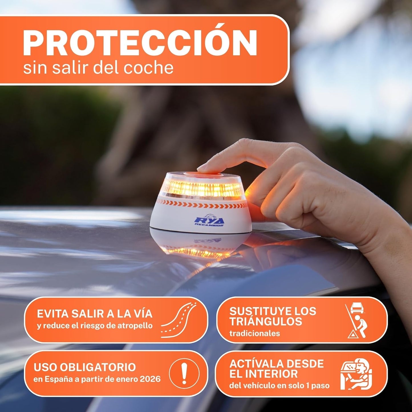 Luz de Emergencia V16 con Geolocalización Homologada y Conectada con la DGT 3.0 SIM Incorporada.